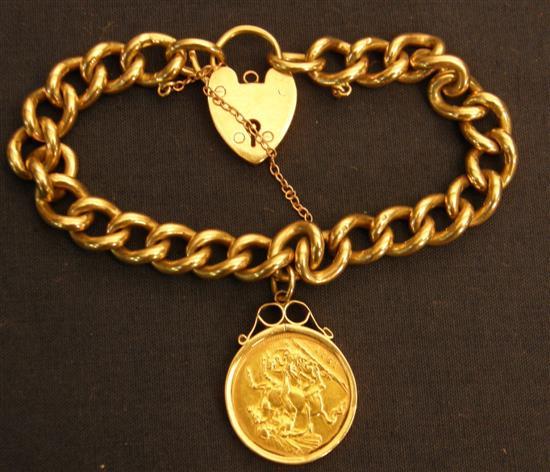 Appraisal: ct gold link bracelet with attached sovereign