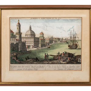 Appraisal: Franz Xaver Habermann German - Quebec Port Scene colored engraving