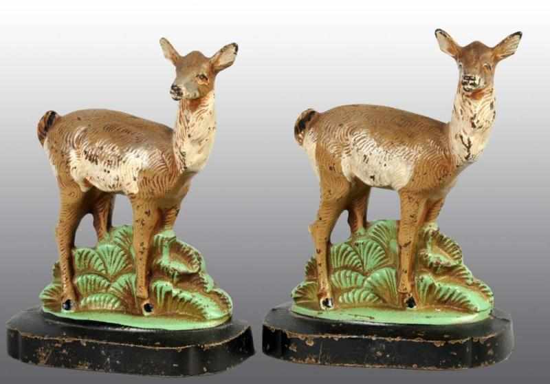 Appraisal: Cast Iron Doe Bookends Description Made by Hubley and numbered