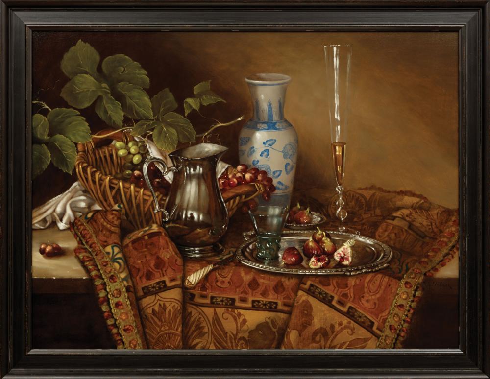 Appraisal: James Whitbeck American Massachusetts b Figs and Grapes Still Life