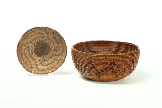 Appraisal: TWO AMERICAN INDIAN BASKETS Twentieth century California Mono with zigzag