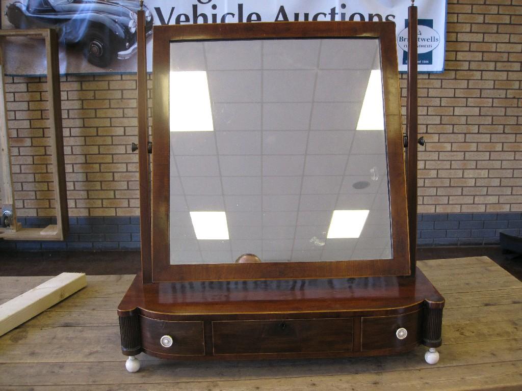 Appraisal: A late Georgian mahogany Dressing Mirror with satinwood stringing on