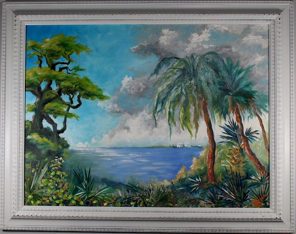 Appraisal: Florida School Signed Coastal Scene Florida School Signed Coastal Scene