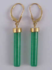 Appraisal: A pair of green hardstone drop earrings fittings marked k