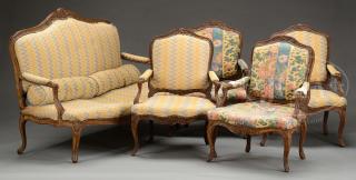 Appraisal: LOUIS XV PROVINCIAL FIVE PIECE SALON SUITE LOUIS XV PROVINCIAL