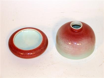 Appraisal: Chinese peach-bloom water-coupe and brushwasher blue kangxi marks th century