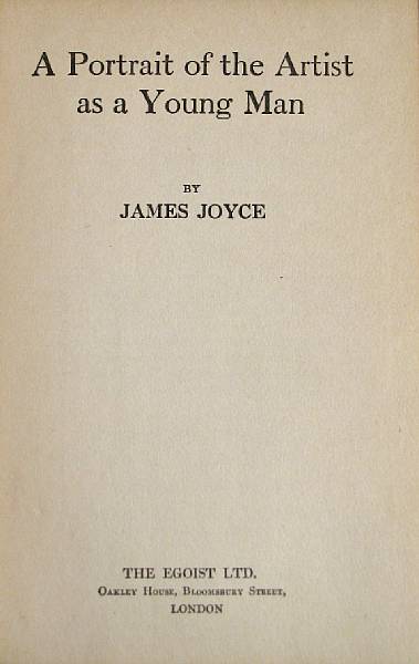 Appraisal: JOYCE JAMES A Portrait of the Artist as a Young