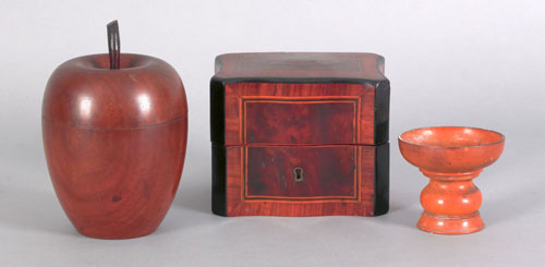 Appraisal: English mahogany apple form tea caddy th c together with