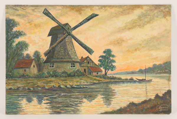 Appraisal: Charles Bowen-Sims American - Dutch landscape with windmill Oil on