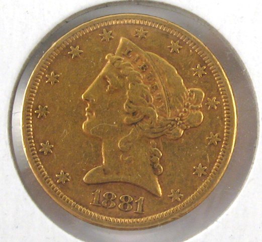 Appraisal: U S FIVE DOLLAR GOLD COIN Liberty head type -S