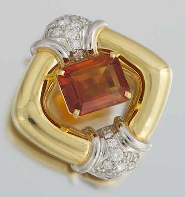 Appraisal: A Ladies' k Gold Platinum Diamond and Coffee Citrine Pendant