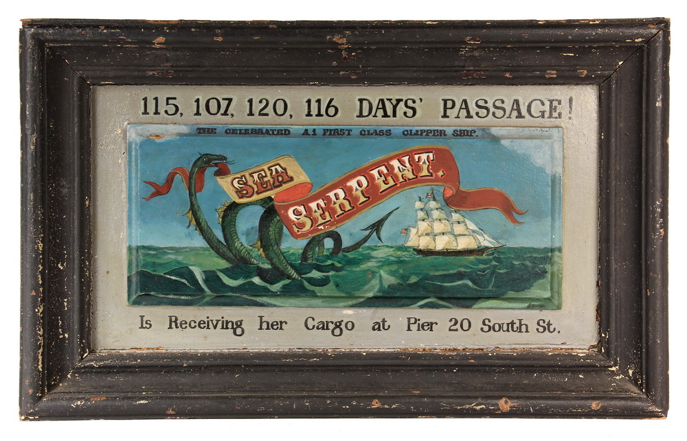 Appraisal: MARINE SIGN - Folk Art Painted Framed Door Panel reading