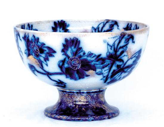 Appraisal: English flow blue pedestal punch bowl th century floral pattern