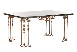 Appraisal: Architectural Wrought Iron Dining Table American late th century An