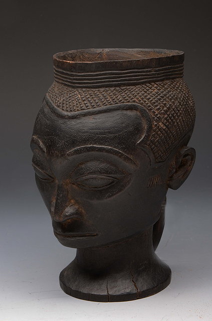 Appraisal: A KUBA CONGO CARVED WOODEN CUP in the form of