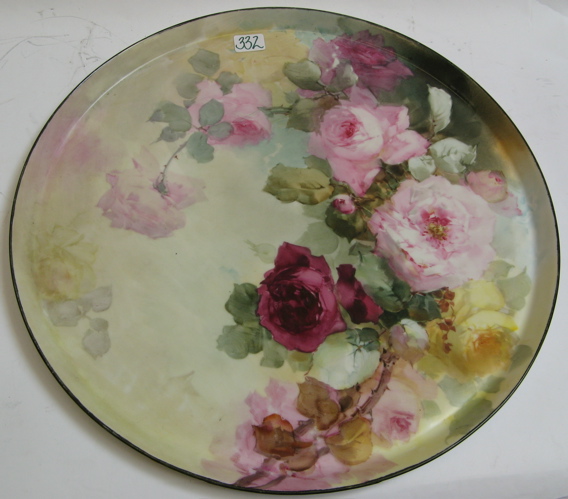 Appraisal: FRENCH T V LARGE PORCELAIN SWEETS PLATTER having hand painted