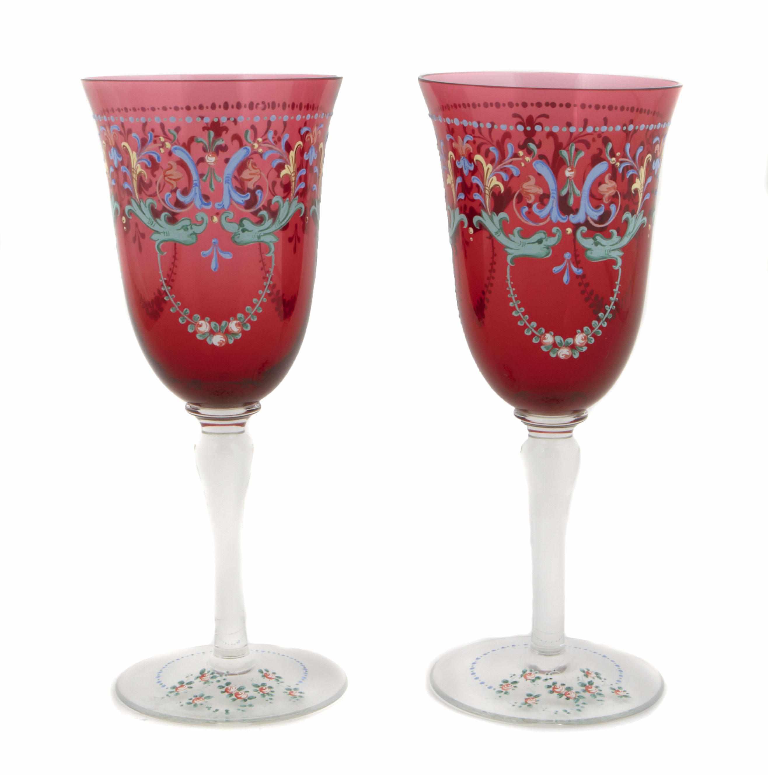 Appraisal: A set of ten Venetian enameled glass goblets height in