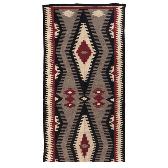 Appraisal: Navajo runner c diamond pattern in red cream gray and