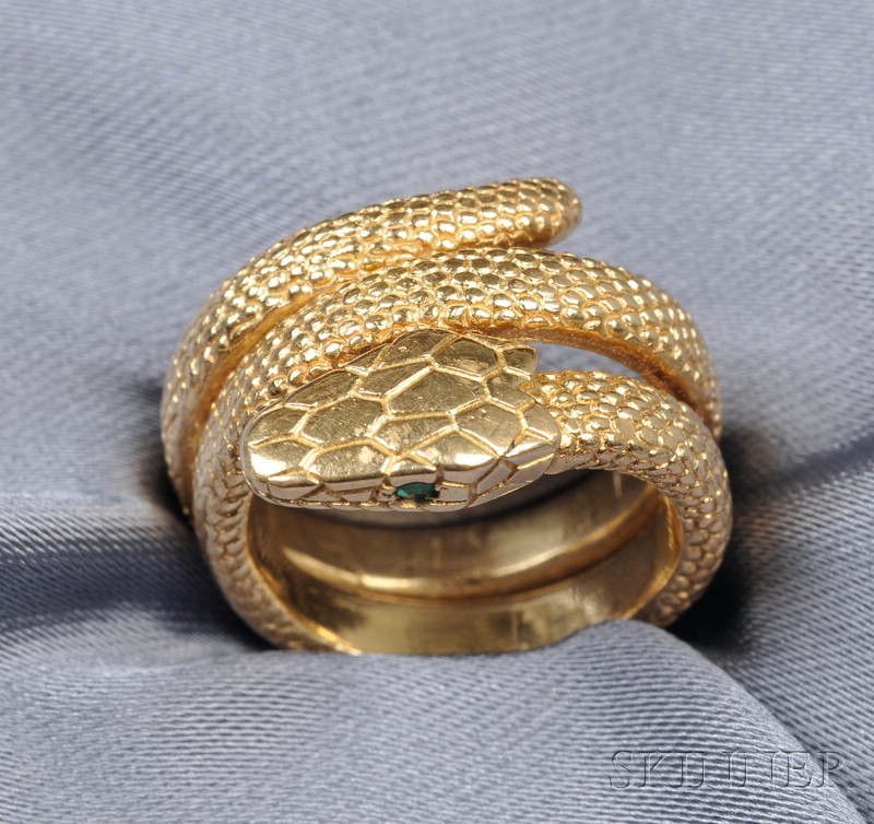 Appraisal: kt Gold Snake Ring Cartier Paris the engraved form with