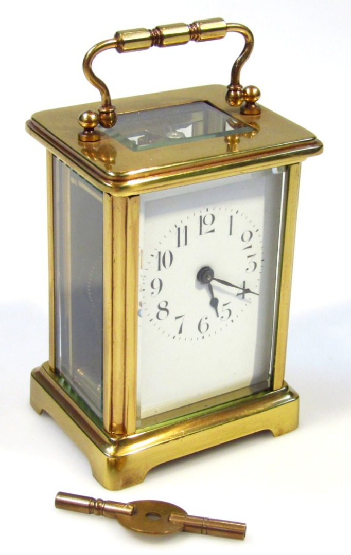 Appraisal: A thC brass carriage clock the cm wide dial with