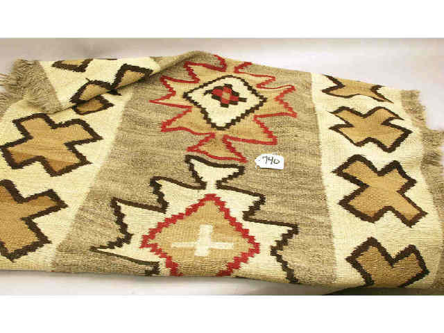 Appraisal: Navajo textile runner x inches shows heavy use and worthy