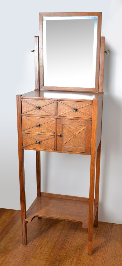 Appraisal: ARTS AND CRAFTS STYLE SHAVING STAND WITH MIRROR Panel mirror