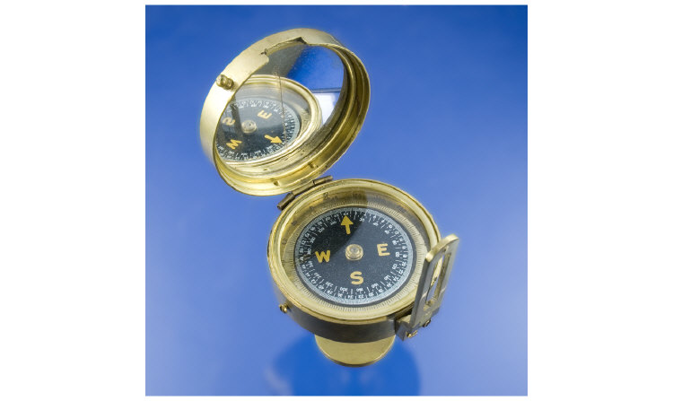 Appraisal: Unusual Brass Cased Compass Mounted on a small pedestal Measures