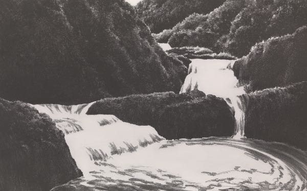 Appraisal: APRIL GORNIK AMERICAN B x Cascading Waterfall Soft ground etching