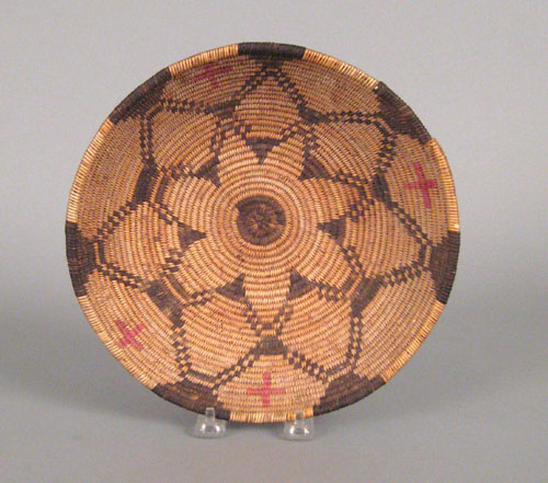 Appraisal: Apache coiled basketry bowl ca with seven section concentric pattern