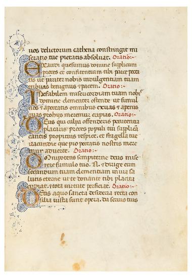 Appraisal: FRAGMENT OF A BREVIARY use of Rome in Latin Italy