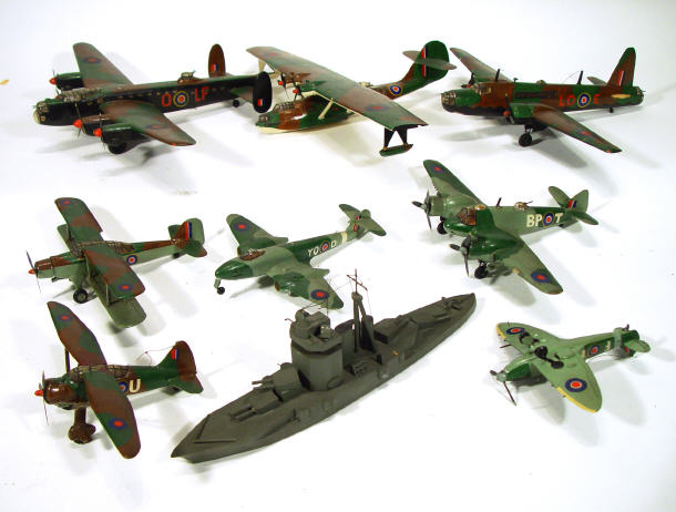 Appraisal: Collection of painted wooden World War ll military aircraft models