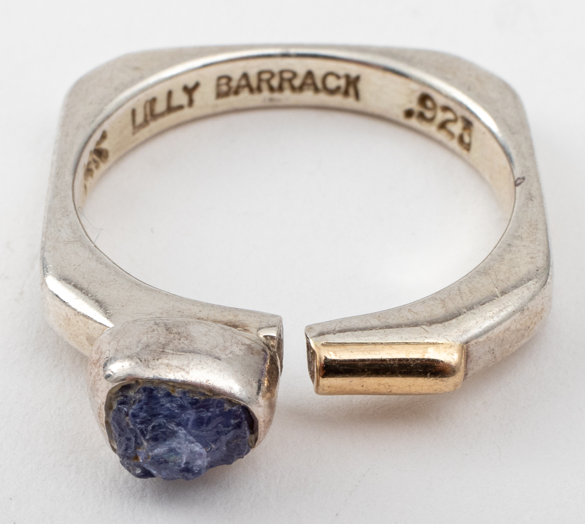 Appraisal: LILLY BARRACK SILVER K GOLD TANZANITE RING Vintage Lilly Barrack