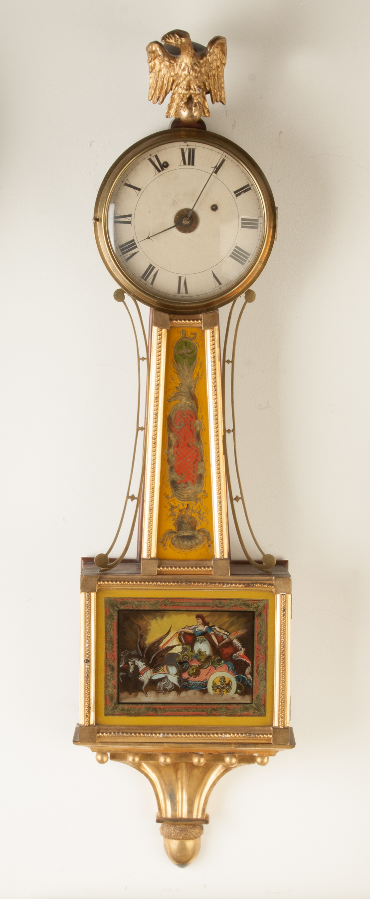 Appraisal: Rare New England Banjo Clock Early th cent Original gilding