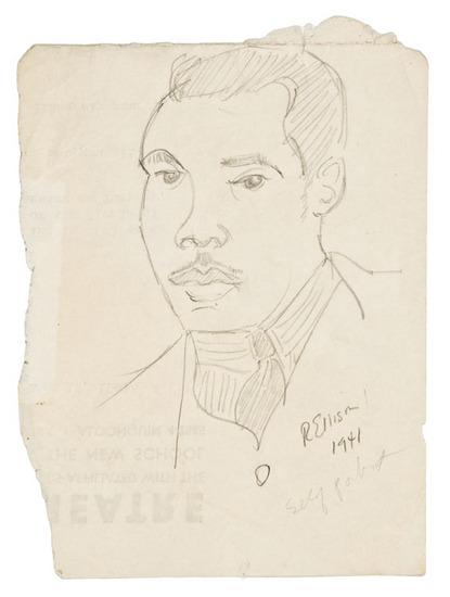 Appraisal: Ralph ELLISON American - Self-portrait pencil on paper x inches