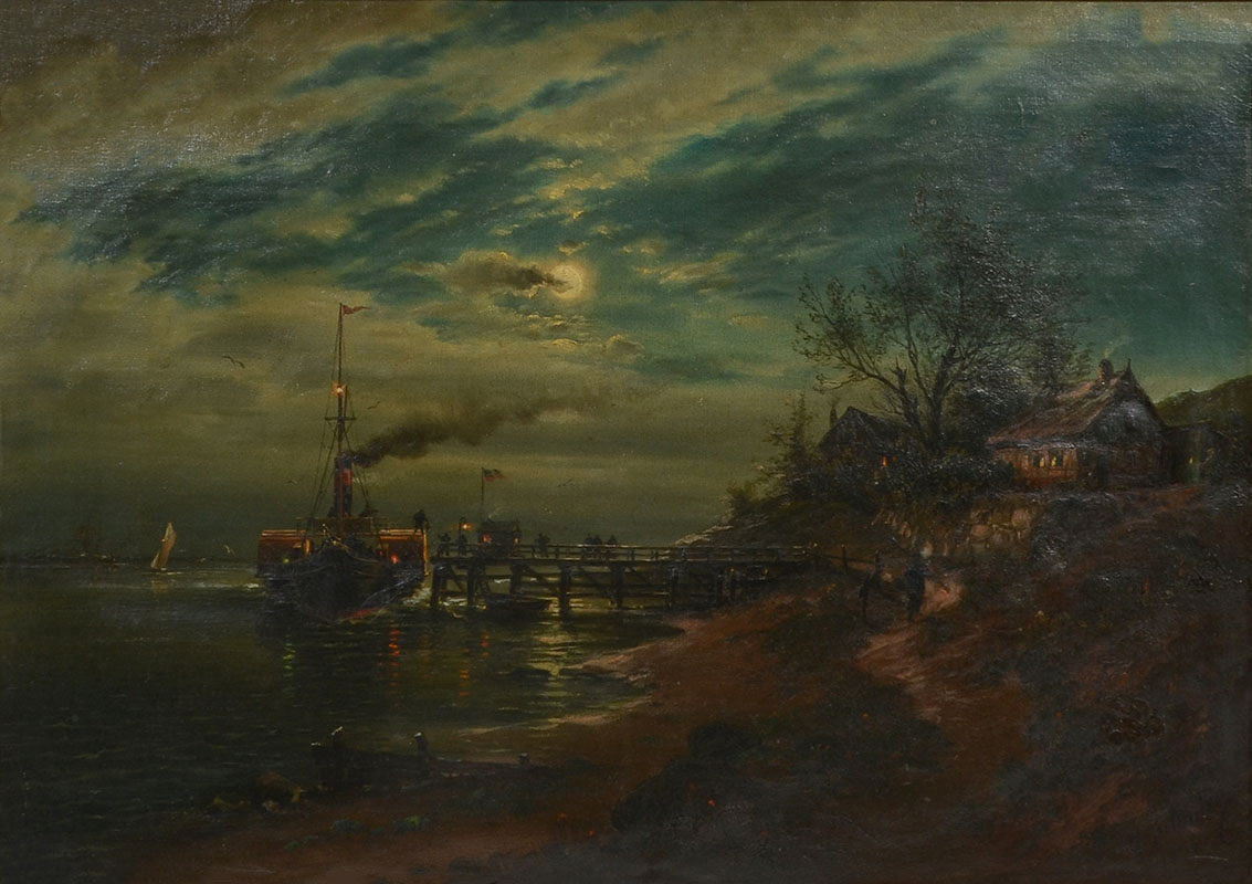 Appraisal: SCHMITZ Georg German - Nocturnal Coastal Scene with Ships and