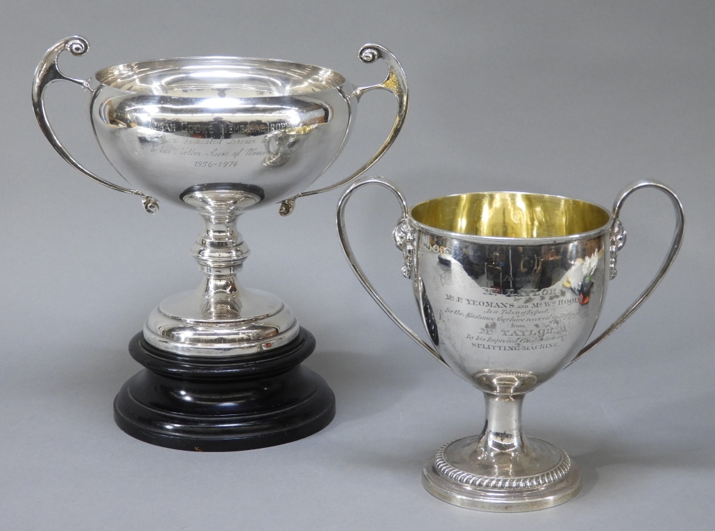 Appraisal: PC ENGLISH STERLING SILVER PLATE TROPHY GROUP England th centuryIncludes