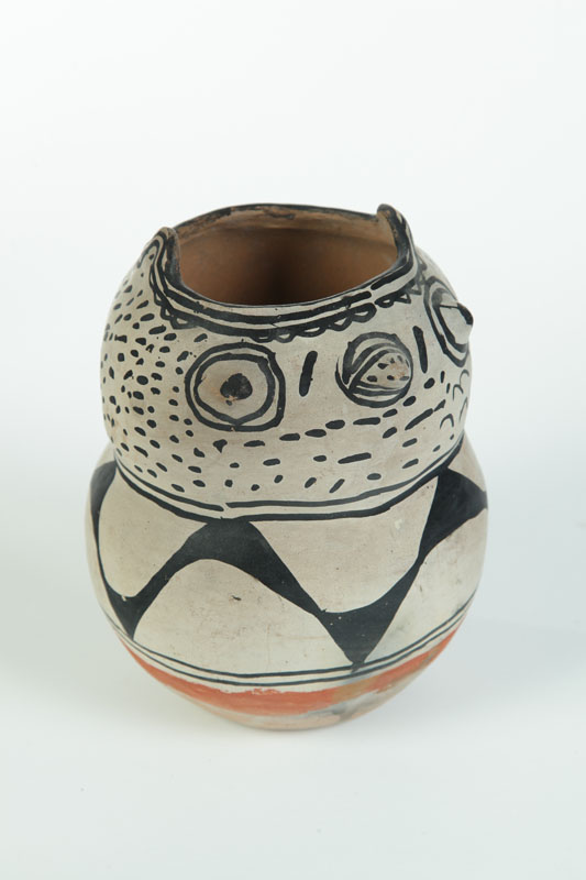 Appraisal: INDIAN EFFIGY JAR Cochiti late th-early th century earthenware Owl-form