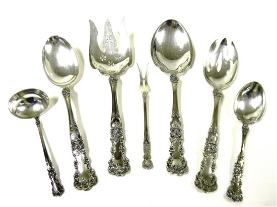 Appraisal: STERLING Gorham Buttercup serving pieces seven pieces pierced tablespoon l