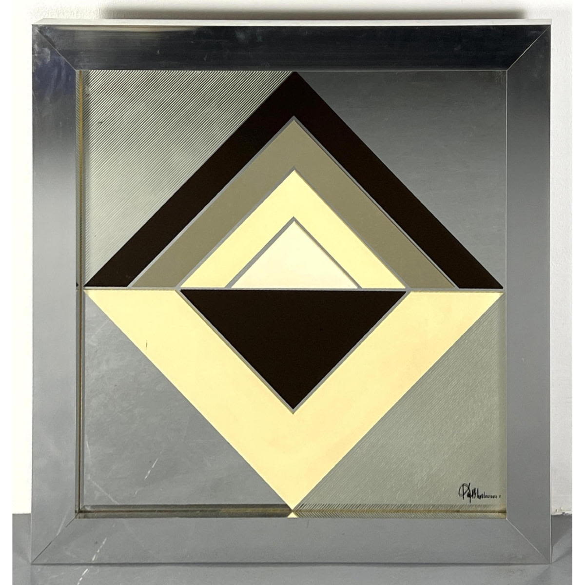 Appraisal: GREG COPELAND Modernist Abstract Triangular Art Signed by Artist Copeland