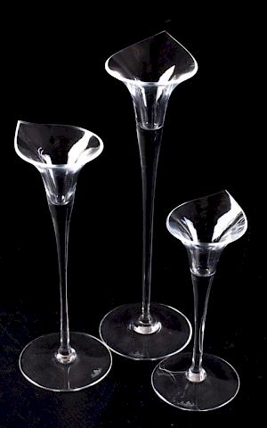 Appraisal: Rosenthal Calla Candlesticks Group Three Rosenthal glass candlesticks in the