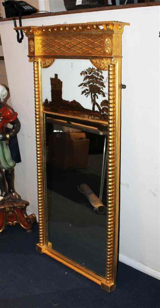 Appraisal: A Regency carved giltwood and gesso pier mirror with later