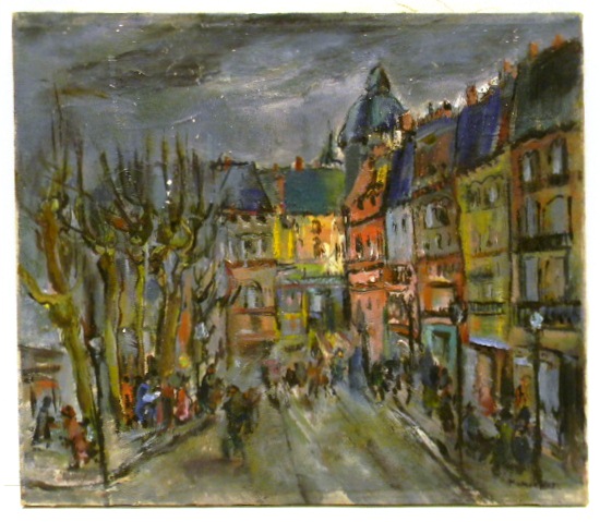 Appraisal: Marion Huse American - oil on canvas European city street