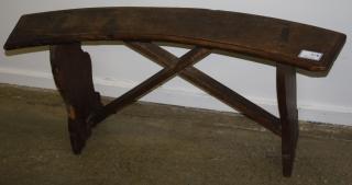 Appraisal: Th C Curved Walnut Bench Very Early th c Curved