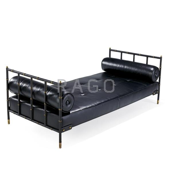 Appraisal: JACQUES ADNET Daybed Condition Report The leather on the frames