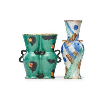 Appraisal: WIENER WERKSTATTE Two vase GUDRUN BAUDISCH - KITTY RIX b