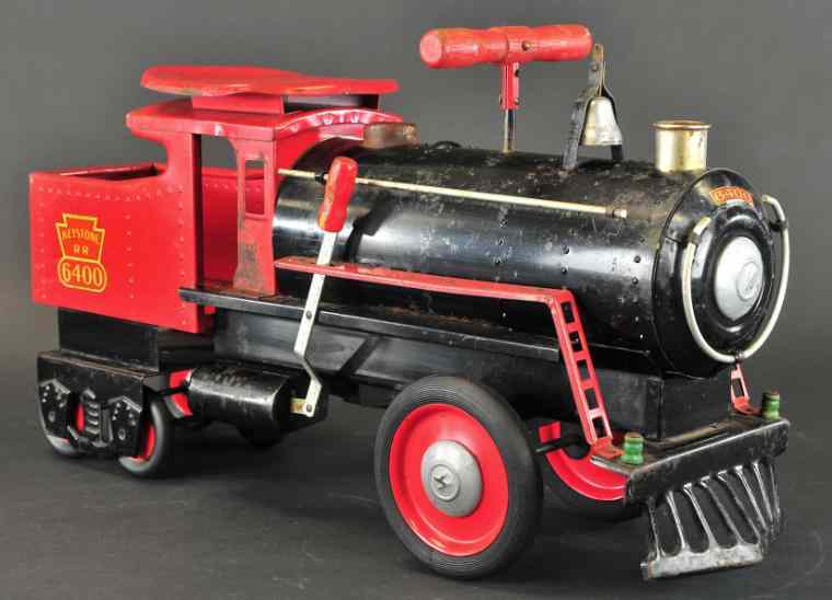 Appraisal: KEYSTONE ''RIDE-EM'' LOCOMOTIVE Pressed steel painted in red cab black