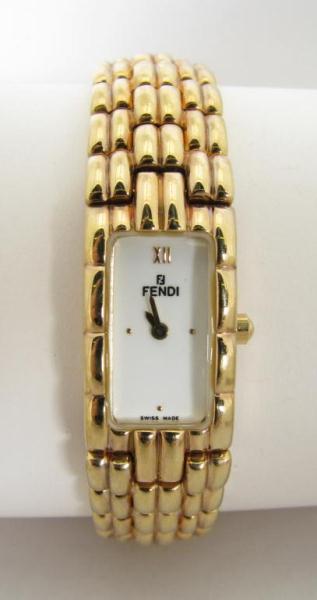 Appraisal: Lady's Fendi Wristwatch Stainless with gold vermeil butterfly clasp