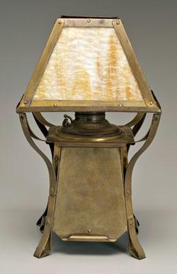 Appraisal: Juno Arts and Crafts brass lamp shade with four tapered