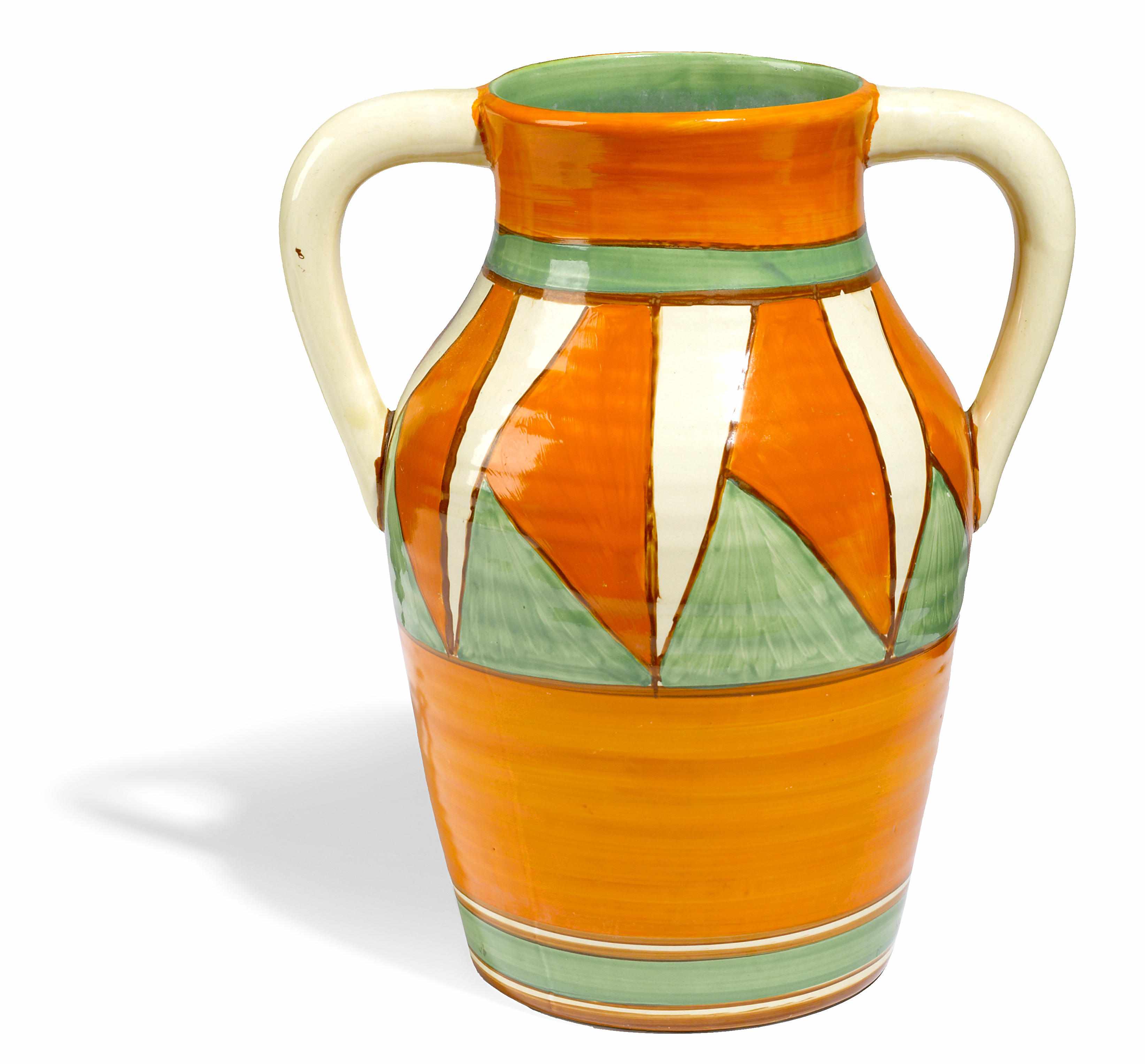 Appraisal: A Clarice Cliff Original Bizarre two-handled Isis jug - -