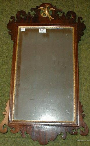 Appraisal: A thC mahogany pier glass with fretwork frame and gilt